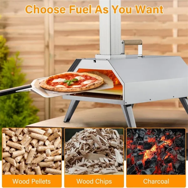 Pizza Ovens Wood Pellet 12" Portable Pizza Oven Outdoor, Stainless Steel Pizza Oven Cooking Pizza Maker for Charcoal Grill - Image 2