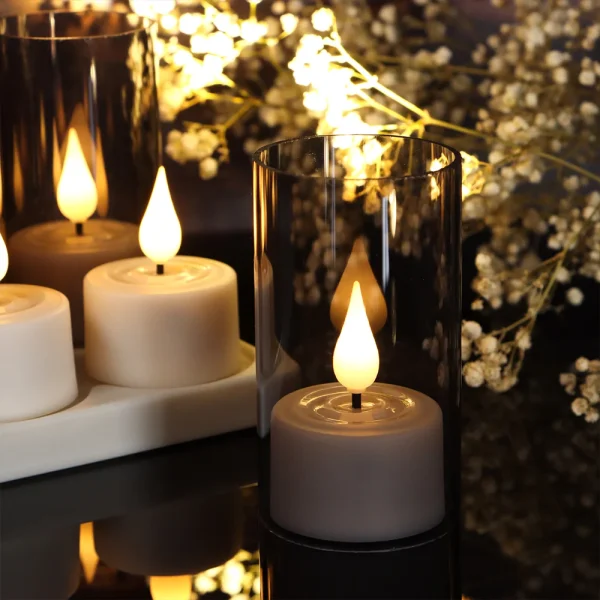 6/12Pcs LED Candle Light Timer Rechargeable Flashing Flameless Candle Lamp Tea Lights With Black Cups For Home Decoration Candle - Image 3