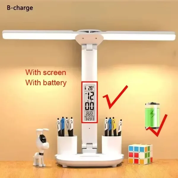 Rotating Foldable 180 Rechargeable LED Clock Dimmable Desk Lamp Desktop Reading Night Light Eye Protection New USB - Image 7