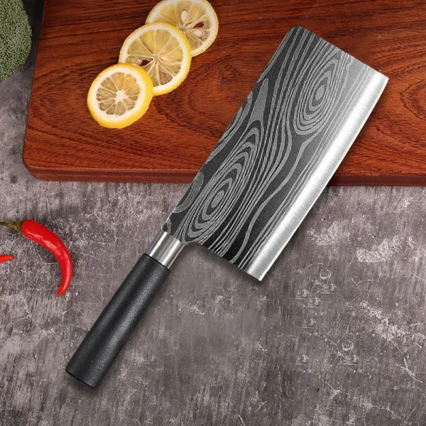 Laser Damascus Pattern Utility Kitchen Knives Scissors Sharpening Rod Set Stainless Steel Sharp Slicing Chef knife Cooking Tool - Image 2