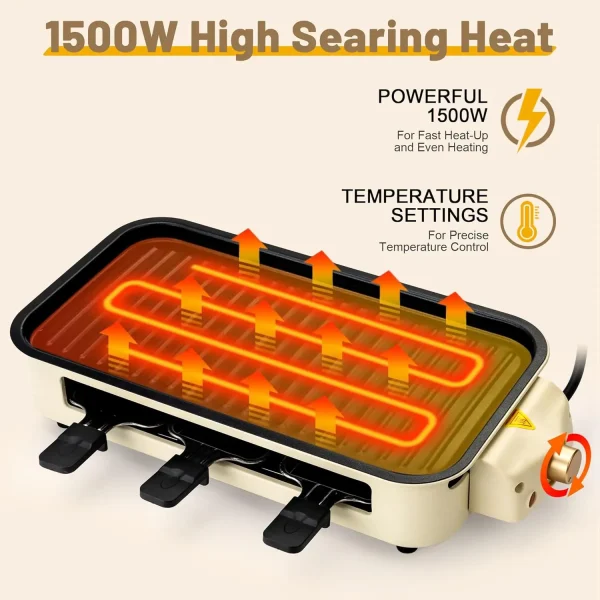 Electric Smoke-free Indoor Barbecue Grill,  Detachable Board, Adjustable Temperature, Non Stick Cooking,Portable Barbecue Grill - Image 6
