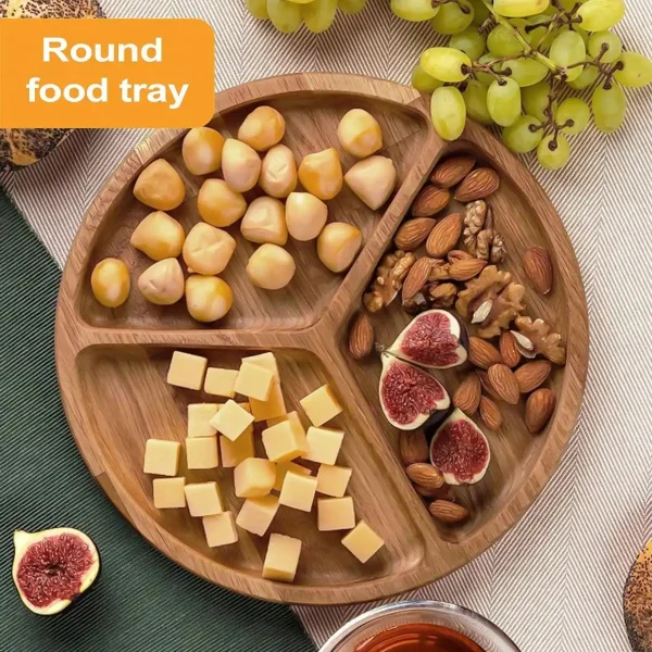 Leeseph Acacia Wood Serving Plate, Food Tray for Nut Candy Bowl Fruit Storage Bread Plate Snack Tray or Home Office Decor Tray - Image 6
