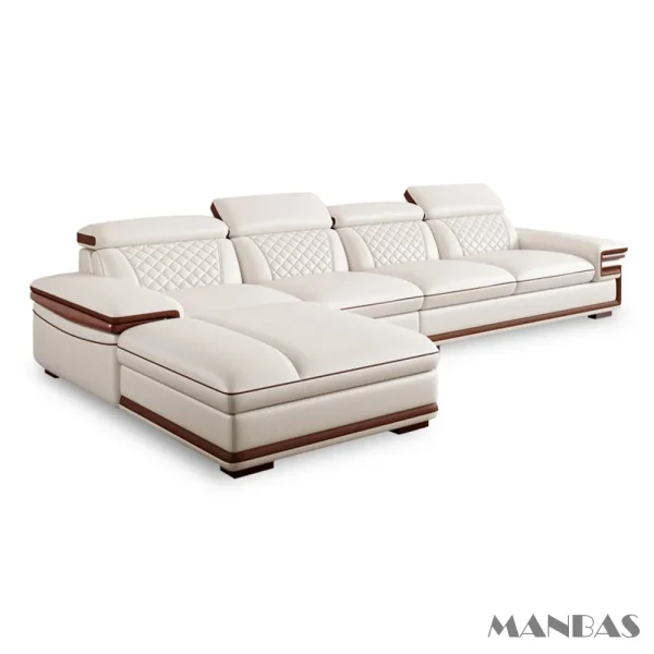 Linlamlim Premium Italian Genuine Leather Sofa Set for Living Room with Adjustable Headrests, Bluetooth Speaker, Wireless Charge - Image 7