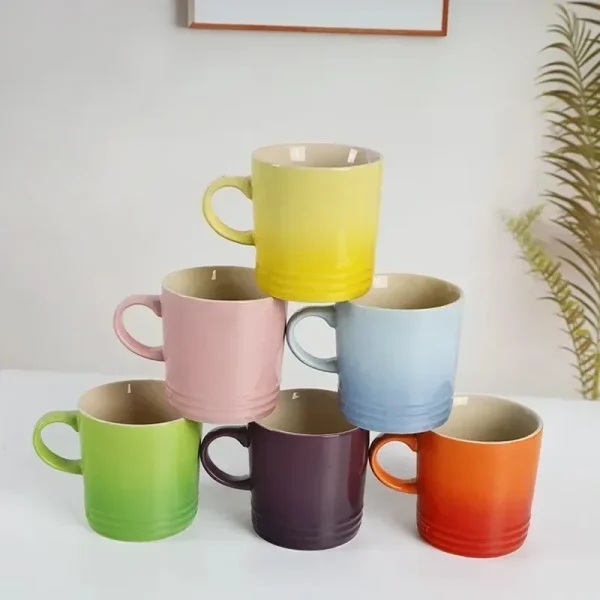 Popular Nordic Style Color Gradient Mugs Creative Macaron Mug Gradient Color Cool Color Rainbow Cup Ceramic Cups with Hand Gift - Image 3