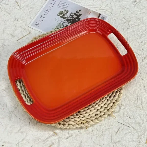 French Rectangular Square Plate,Fruit, Flat Tray, Western Cuisine, Home Handmade Meal,Tableware 31cm Dinner Plates - Image 15