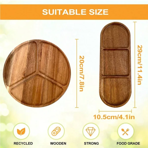 Leeseph Acacia Wood Serving Plate, Food Tray for Nut Candy Bowl Fruit Storage Bread Plate Snack Tray or Home Office Decor Tray - Image 2