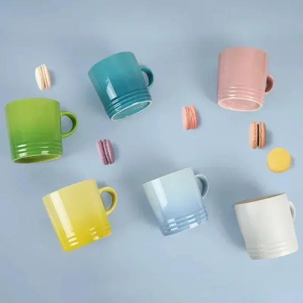 Popular Nordic Style Color Gradient Mugs Creative Macaron Mug Gradient Color Cool Color Rainbow Cup Ceramic Cups with Hand Gift - Image 2