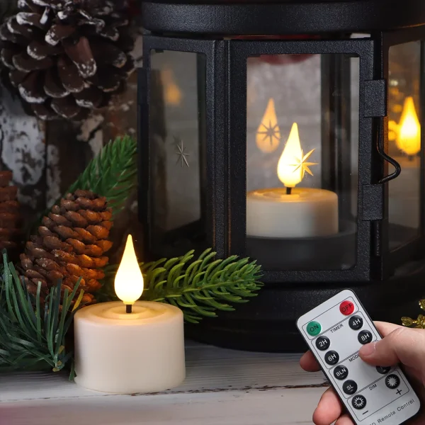 6/12Pcs LED Candle Light Timer Rechargeable Flashing Flameless Candle Lamp Tea Lights With Black Cups For Home Decoration Candle - Image 4