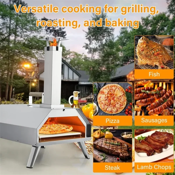 Pizza Ovens Wood Pellet 12" Portable Pizza Oven Outdoor, Stainless Steel Pizza Oven Cooking Pizza Maker for Charcoal Grill - Image 5