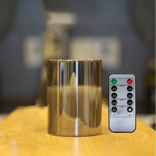 Flameless Candles (D 3" x H 4" 5" 6") Glass Real Wax Pillars & Moving Flame Wick LED Candles and 10-Key Remote Control - Image 9