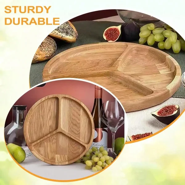 Leeseph Acacia Wood Serving Plate, Food Tray for Nut Candy Bowl Fruit Storage Bread Plate Snack Tray or Home Office Decor Tray - Image 4