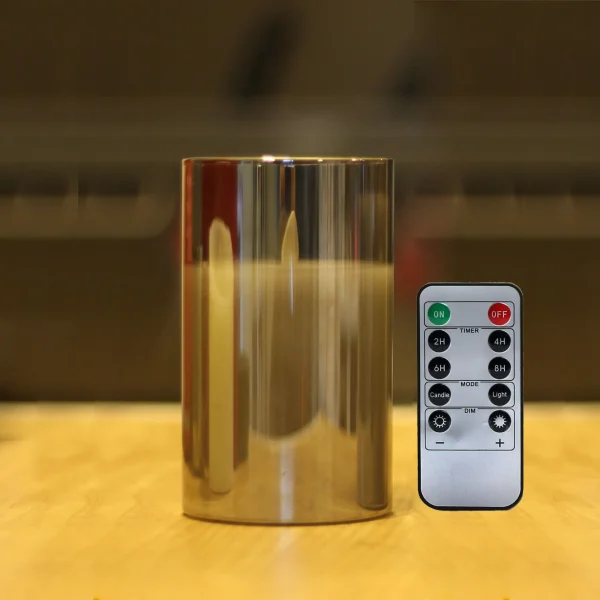 Flameless Candles (D 3" x H 4" 5" 6") Glass Real Wax Pillars & Moving Flame Wick LED Candles and 10-Key Remote Control - Image 10