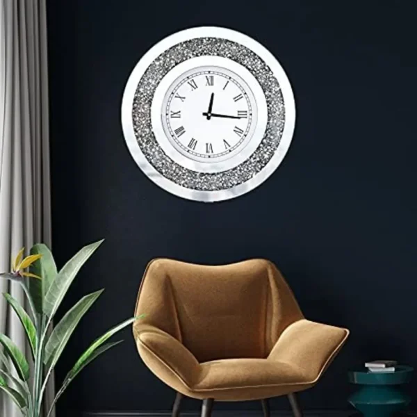 Wall Decororation Crystal Sparkling Diamond Mirror Large Wall Clock for Wall Decoration Living Room Decoration Home Decor Clocks - Image 2