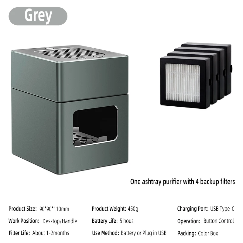 LONHOMON AP078 Ashtray Air Purifier USB Charging Anti Second-hand Smoke Desktop Ashtray Remove Odor Home Air Purifiers - Image 10