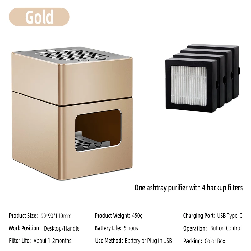 LONHOMON AP078 Ashtray Air Purifier USB Charging Anti Second-hand Smoke Desktop Ashtray Remove Odor Home Air Purifiers - Image 23