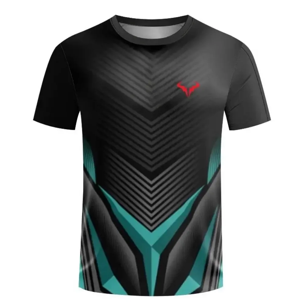 Factory direct sales hot 3D printed handsome tennis pullover round neck T-shirt outdoor street loose sports short sleeved shirt - Image 26