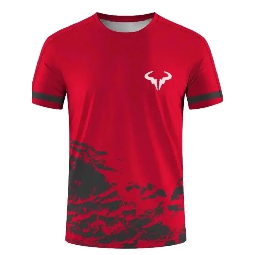 Factory direct sales hot 3D printed handsome tennis pullover round neck T-shirt outdoor street loose sports short sleeved shirt - Image 2