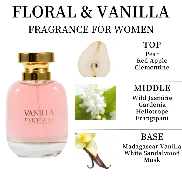 VANILLA DREAM Women's EDP 3.4 Ounce (Pack of 1) Eau de Parfum for Women Women's Fragrance Long Lasting Perfume for Women - Image 2