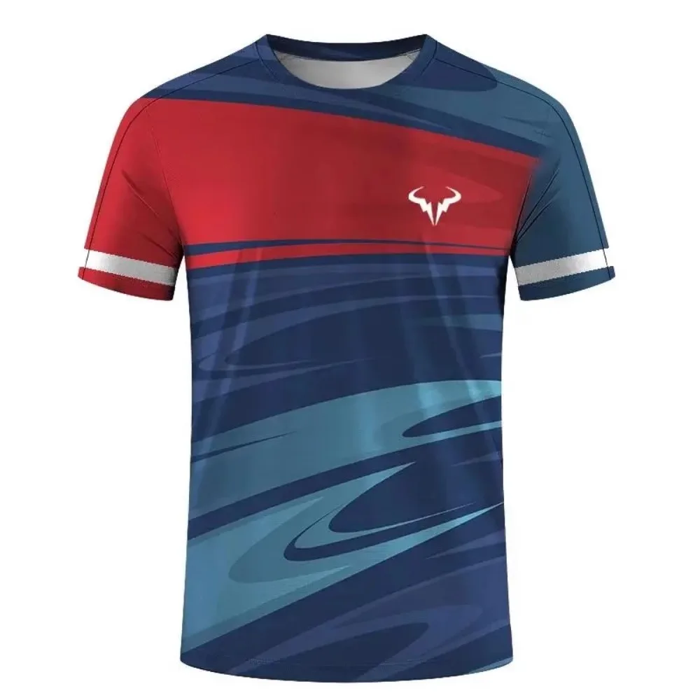 Factory direct sales hot 3D printed handsome tennis pullover round neck T-shirt outdoor street loose sports short sleeved shirt - Image 39