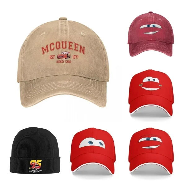 Racing Red Car Fastest Lightning Mcqueen Baseball Cap Classic Distressed Washed Snapback Hat Men Women Outdoor Workouts Hats Cap