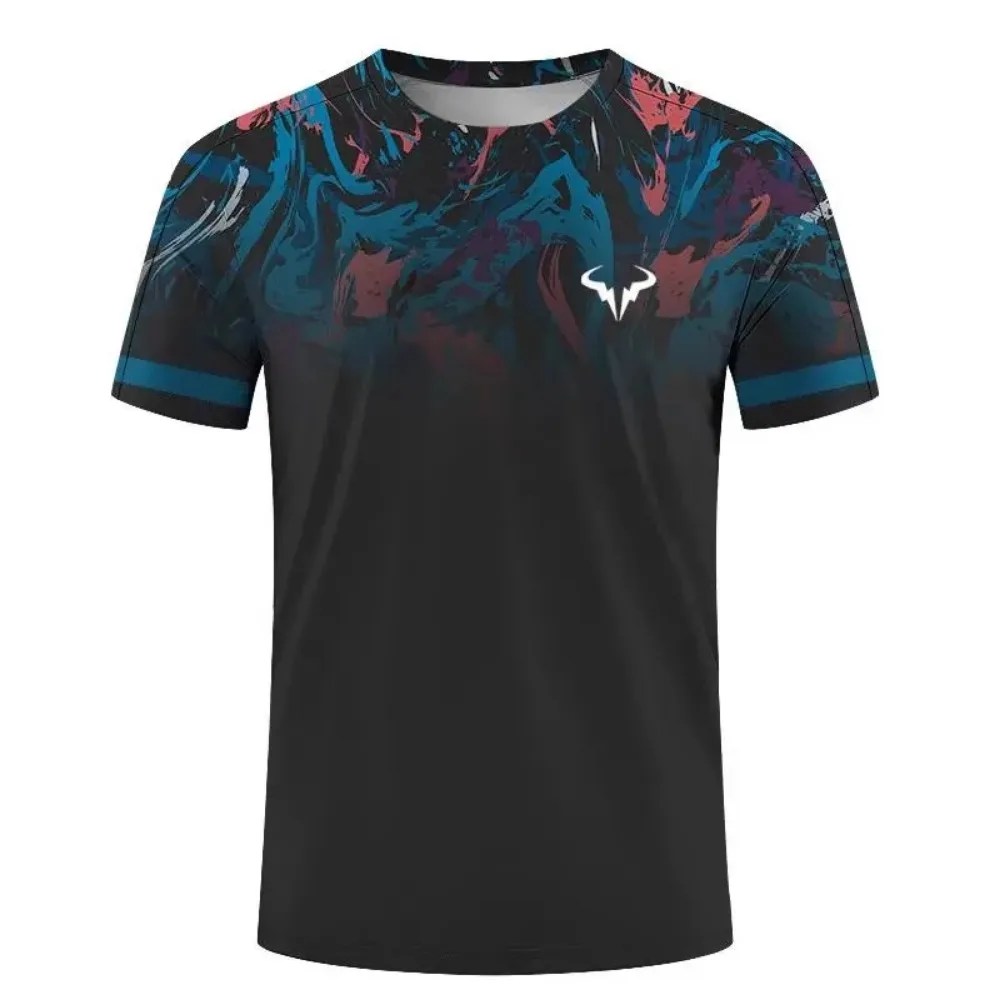 Factory direct sales hot 3D printed handsome tennis pullover round neck T-shirt outdoor street loose sports short sleeved shirt - Image 36