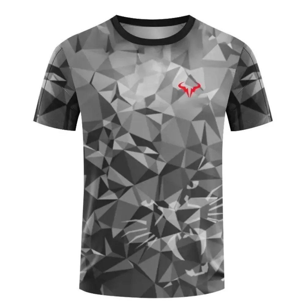 Factory direct sales hot 3D printed handsome tennis pullover round neck T-shirt outdoor street loose sports short sleeved shirt - Image 42