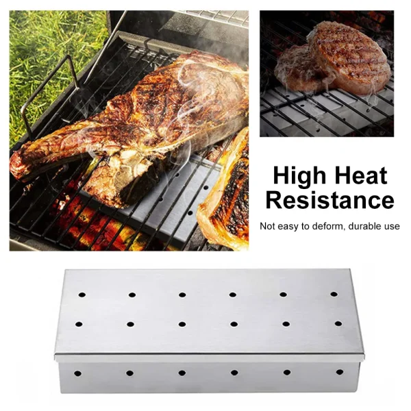 Washable And Foldable Stainless Steel Smoke Box BBQ Smoke Box Wood Chip Smoker For Meat Smoky Flavor Box Barbecue Tool - Image 5