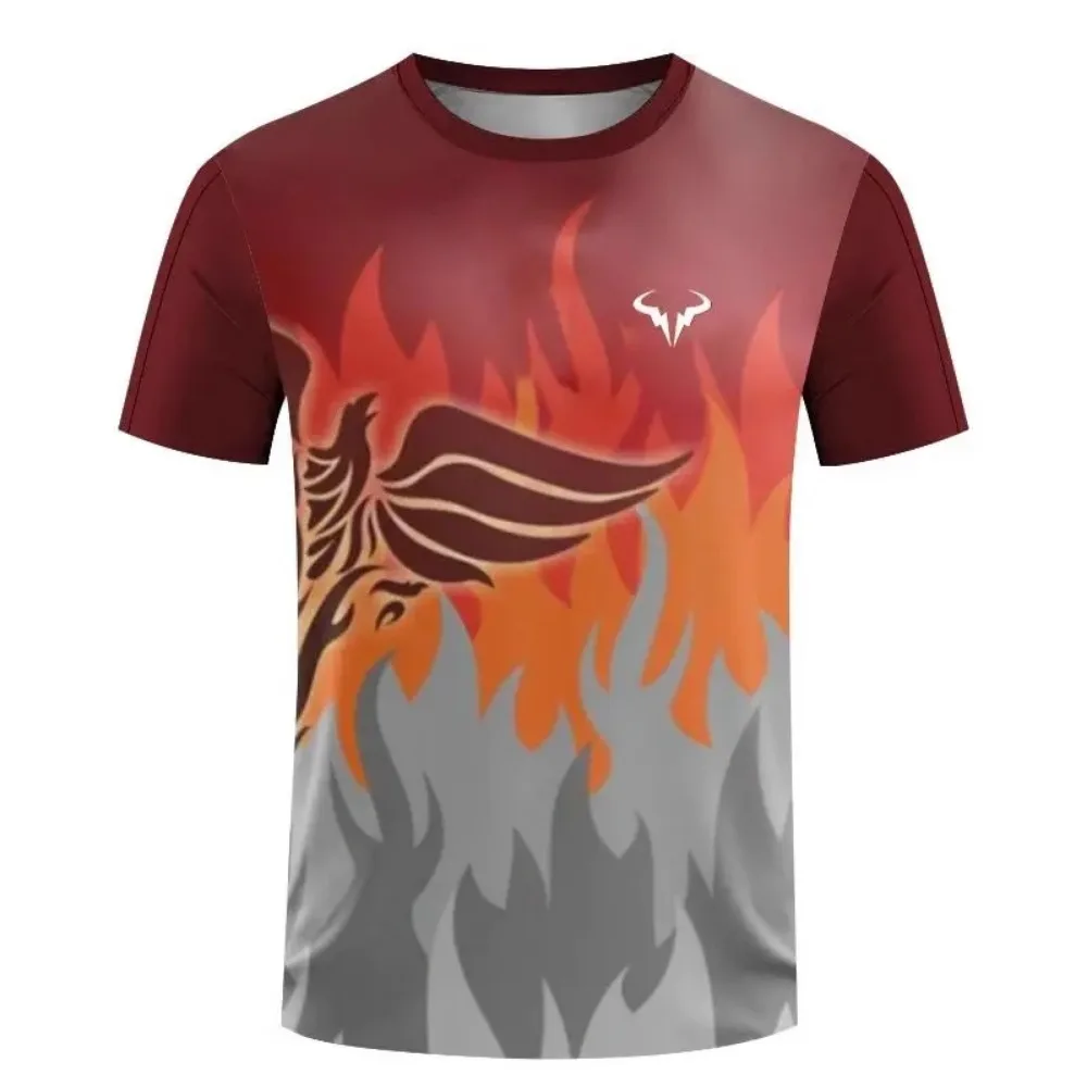 Factory direct sales hot 3D printed handsome tennis pullover round neck T-shirt outdoor street loose sports short sleeved shirt - Image 21