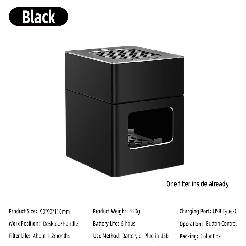 LONHOMON AP078 Ashtray Air Purifier USB Charging Anti Second-hand Smoke Desktop Ashtray Remove Odor Home Air Purifiers - Image 7