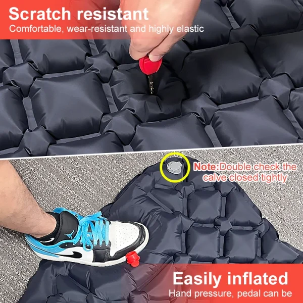 PACOONE Outdoor Camping Sleeping Pad Inflatable Mattress with Pillows Ultralight Air Mat Built-in Inflator Pump Travel Hiking - Image 6