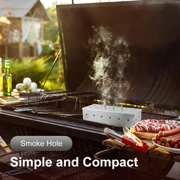 Washable And Foldable Stainless Steel Smoke Box BBQ Smoke Box Wood Chip Smoker For Meat Smoky Flavor Box Barbecue Tool - Image 3