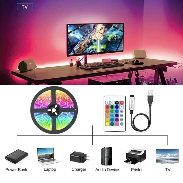 USB LED Strip Lights APP Control Color Changing 5050 RGB Led Light Flexible Lamp Tape for Room Decoration TV Backlight Diode - Image 5