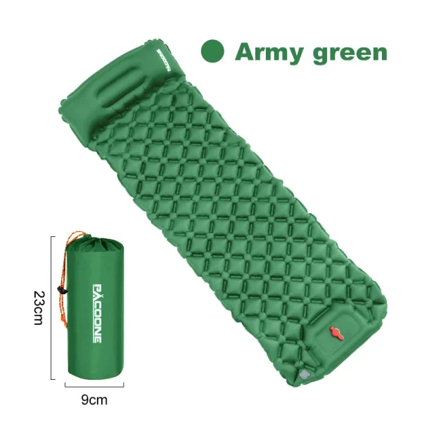 PACOONE Outdoor Camping Sleeping Pad Inflatable Mattress with Pillows Ultralight Air Mat Built-in Inflator Pump Travel Hiking - Image 13
