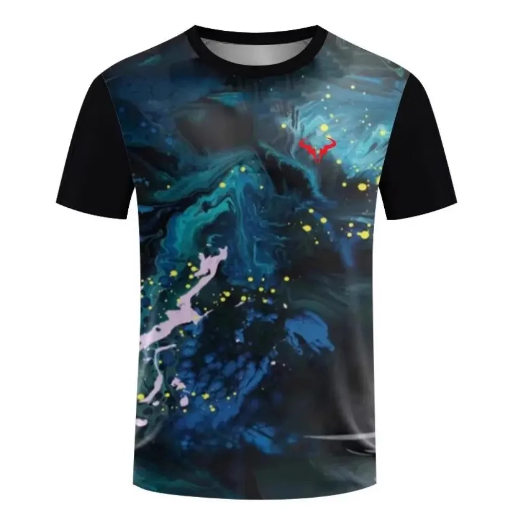 Factory direct sales hot 3D printed handsome tennis pullover round neck T-shirt outdoor street loose sports short sleeved shirt - Image 46