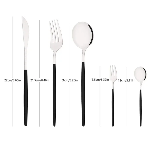 20Pcs Luxury Mirror Flatware Set Kitchen Stainless Steel Tableware Set Hotel Dinnerware Set Black Silver Cutlery Set Gift - Image 3