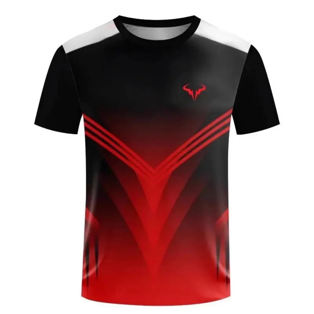 Factory direct sales hot 3D printed handsome tennis pullover round neck T-shirt outdoor street loose sports short sleeved shirt - Image 22