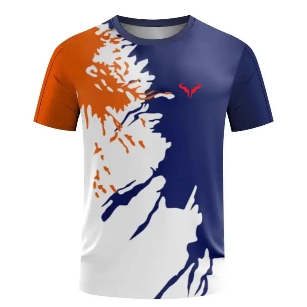 Factory direct sales hot 3D printed handsome tennis pullover round neck T-shirt outdoor street loose sports short sleeved shirt - Image 43