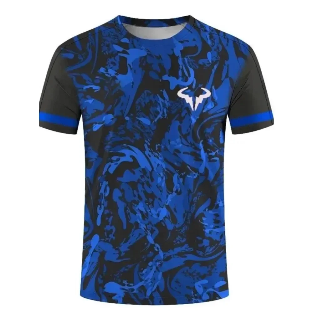 Factory direct sales hot 3D printed handsome tennis pullover round neck T-shirt outdoor street loose sports short sleeved shirt