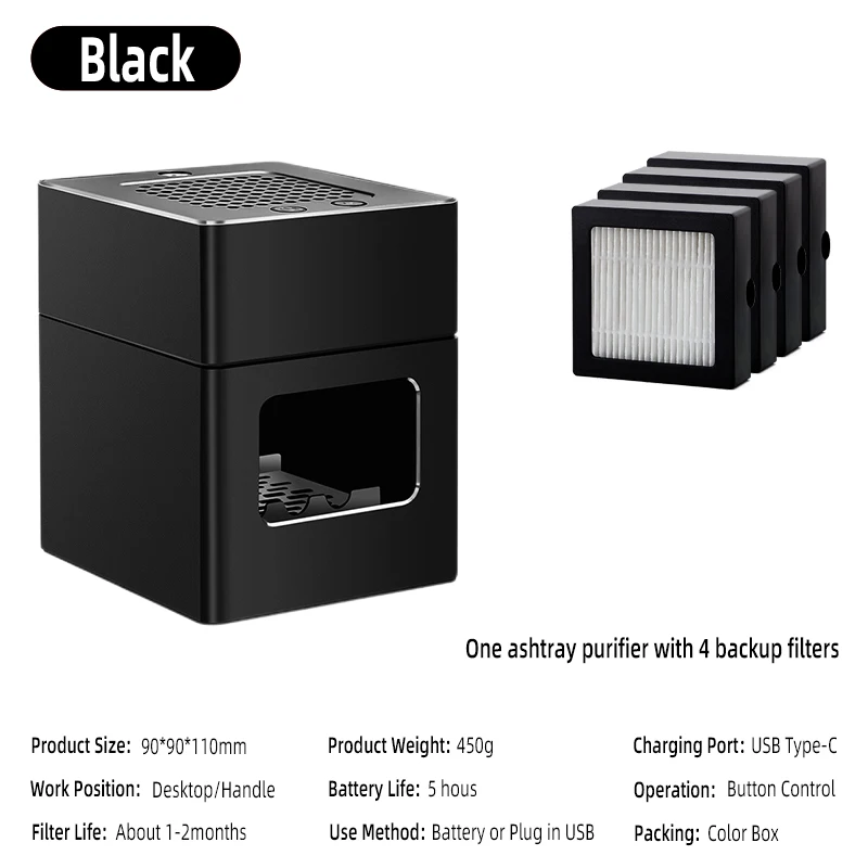 LONHOMON AP078 Ashtray Air Purifier USB Charging Anti Second-hand Smoke Desktop Ashtray Remove Odor Home Air Purifiers - Image 9