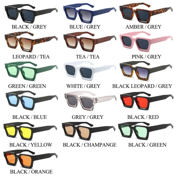 SHAUNA Ins Popular Women Square Sunglasses Retro Men Tinted Shades UV400 - Image 5