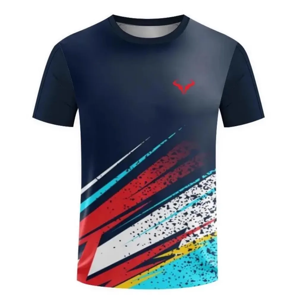 Factory direct sales hot 3D printed handsome tennis pullover round neck T-shirt outdoor street loose sports short sleeved shirt - Image 32