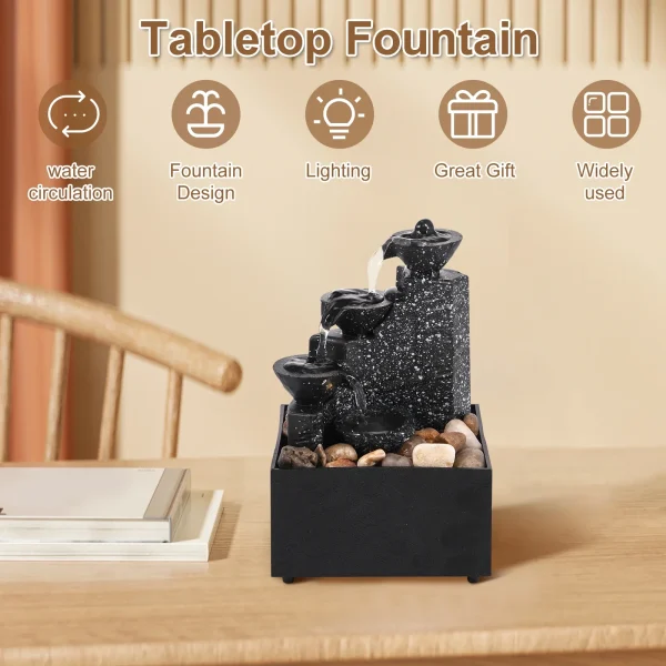 Tabletop Waterfall Home Decor Relaxation Meditation Desktop Fountain with Soft Lights Flowing Water Ornaments Mother's Day Gifts - Image 5