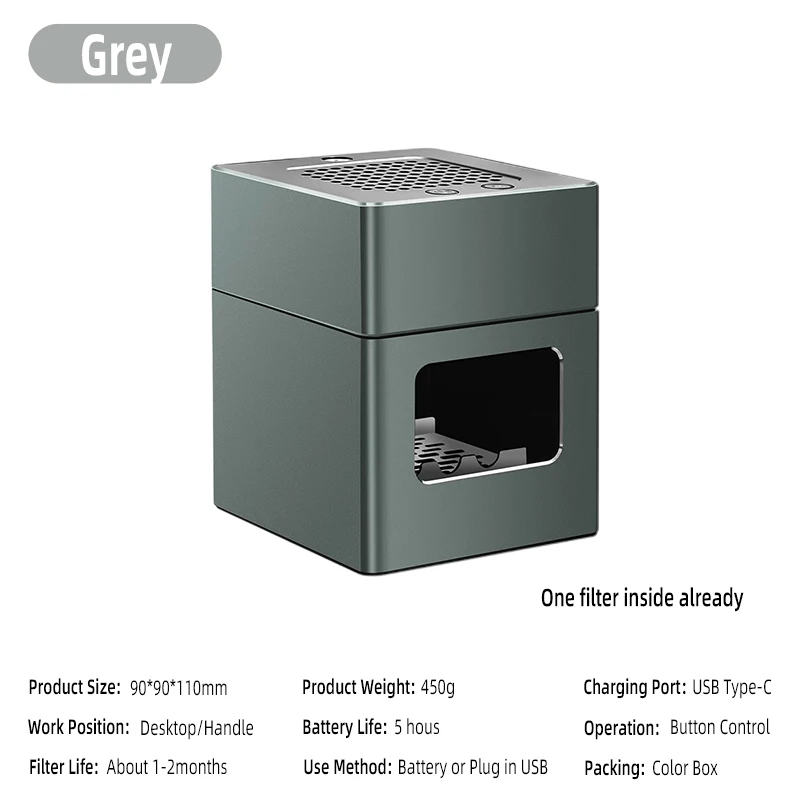 LONHOMON AP078 Ashtray Air Purifier USB Charging Anti Second-hand Smoke Desktop Ashtray Remove Odor Home Air Purifiers - Image 8