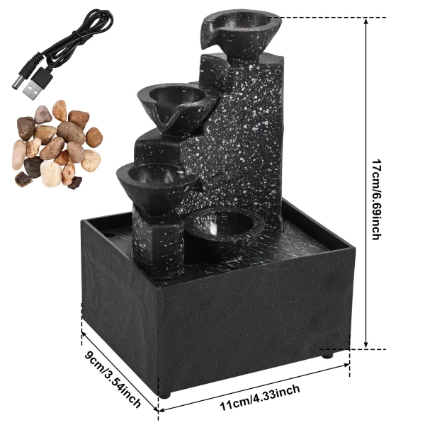 Tabletop Waterfall Home Decor Relaxation Meditation Desktop Fountain with Soft Lights Flowing Water Ornaments Mother's Day Gifts - Image 3