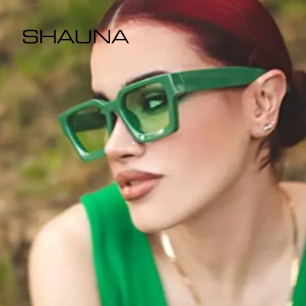 SHAUNA Ins Popular Women Square Sunglasses Retro Men Tinted Shades UV400 - Image 4