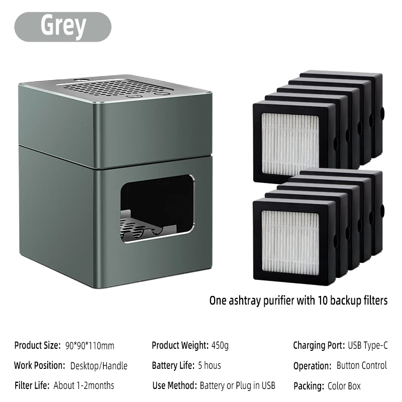 LONHOMON AP078 Ashtray Air Purifier USB Charging Anti Second-hand Smoke Desktop Ashtray Remove Odor Home Air Purifiers - Image 14