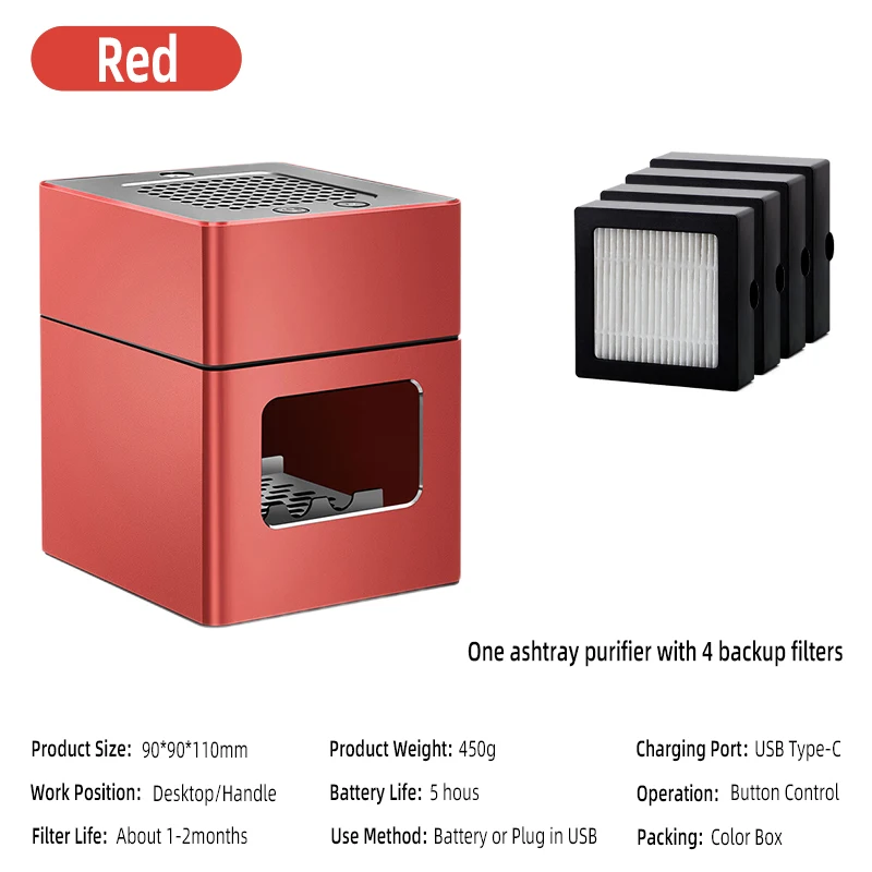 LONHOMON AP078 Ashtray Air Purifier USB Charging Anti Second-hand Smoke Desktop Ashtray Remove Odor Home Air Purifiers - Image 22