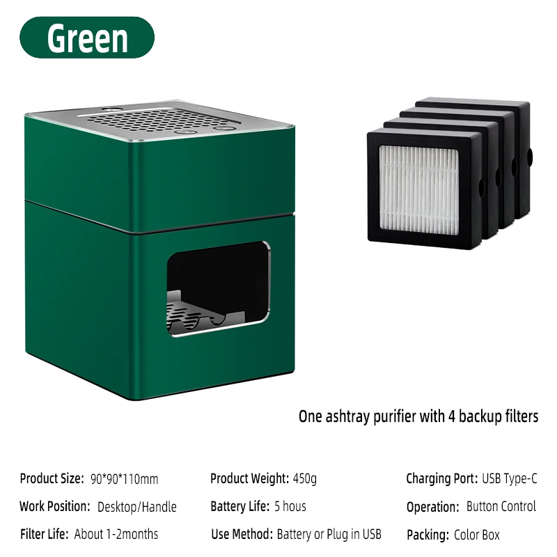 LONHOMON AP078 Ashtray Air Purifier USB Charging Anti Second-hand Smoke Desktop Ashtray Remove Odor Home Air Purifiers - Image 19