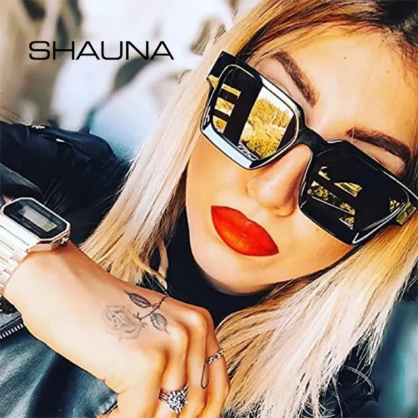 SHAUNA Ins Popular Women Square Sunglasses Retro Men Tinted Shades UV400 - Image 3
