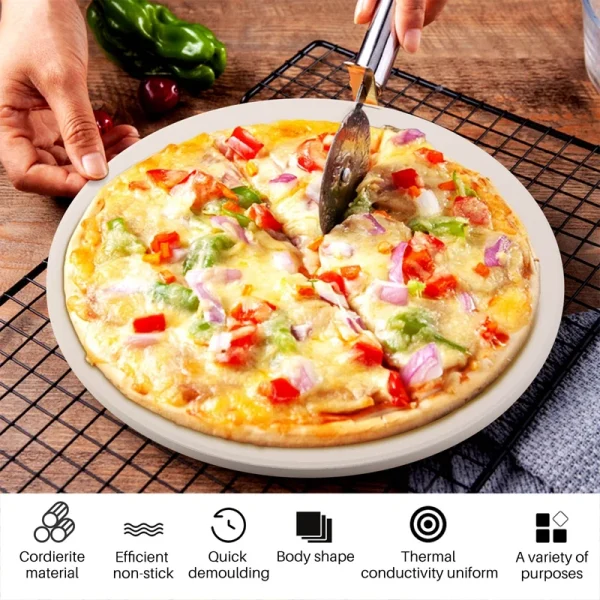 Pizza Stone For Baking-Cordierite Pizza Stone Plate For Bbq Grill Oven-Cook And Serve Pizza Bread Cheese-Round 30.5Cm - Image 5